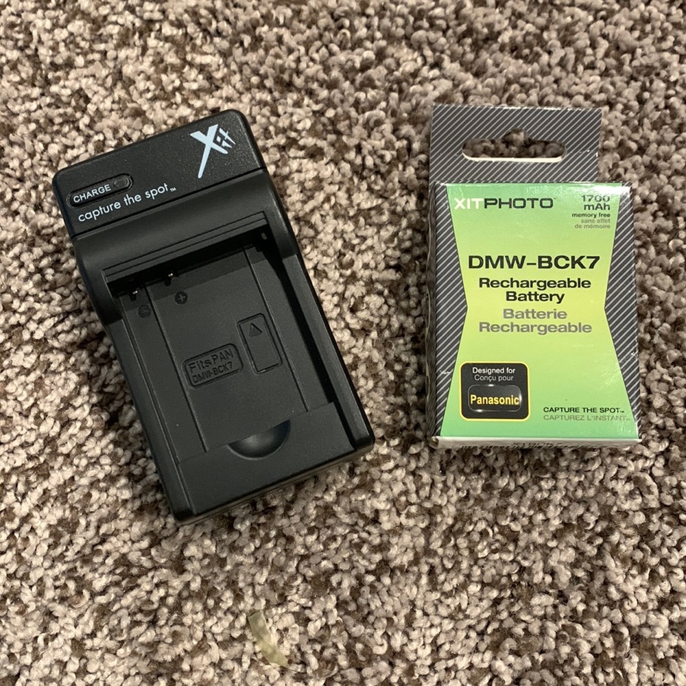 Xit DMW-BCK7 Replacement Battery for Panasonic BCK7 (Black) & charger